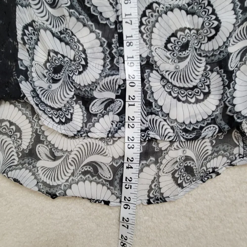 Valerie Stevens M Button Front 3/4 Raglan Sleeve Scoop Neck Lace Blouse Top - Picture 13 of 16